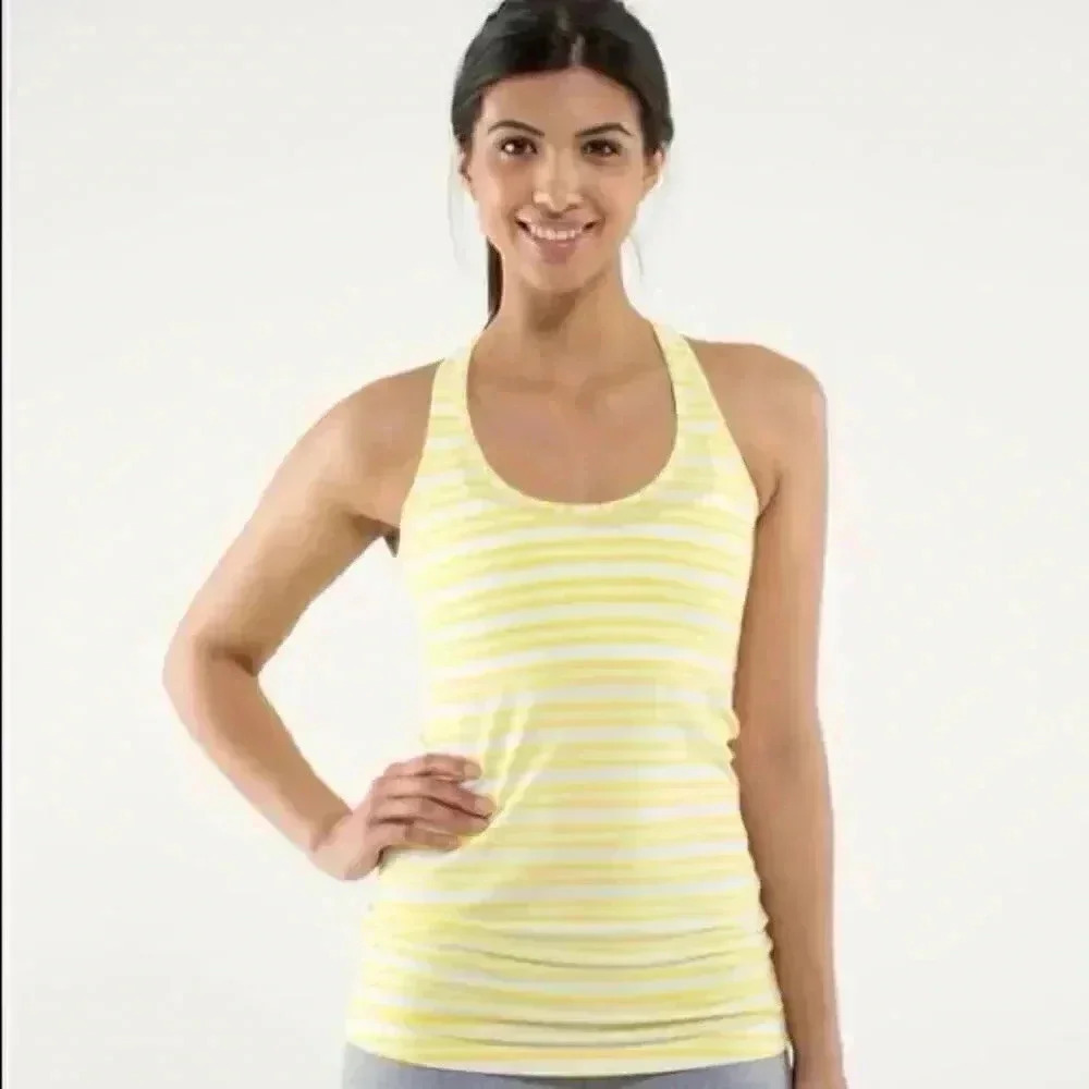 Lululemon cool racerback in yellow sizzler  stripe 6